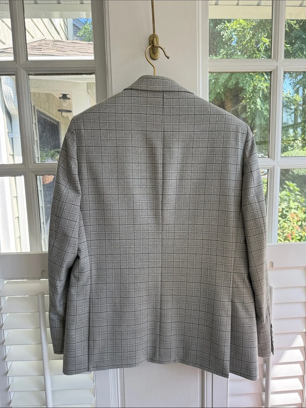 Men's Light Gray Windowpane Sport Coat Blazer